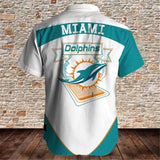 Men's Miami Dolphins Shirts Fireball Button Short Sleeve