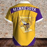 Men's Minnesota Vikings Shirts Fireball Button Short Sleeve