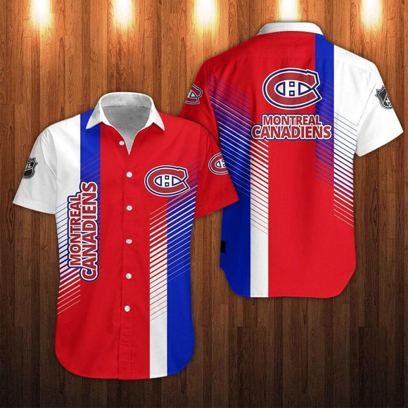 Men's Montreal Canadiens Shirts Striped Short Sleeve