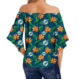 Miami Dolphins Women's Shirt Floral Printed Strapless Short Sleeve