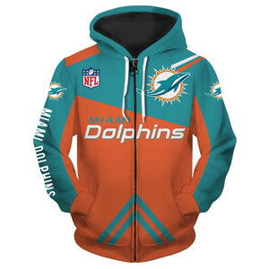 Miami Dolphins Zip Up Hoodies 3D Sweatshirt Pullover