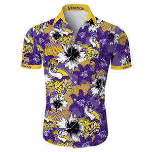 Minnesota Vikings Hawaiian Shirt Tropical Flower Short Sleeve