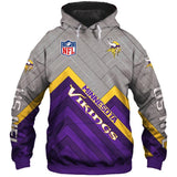 Minnesota Vikings Zip Up Hoodies 3D Sweathsirt Long Sleeve