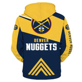 NBA Hoodies Print 3D Denver Nuggets Hoodie Zip Up Sweatshirt Jacket Pullover