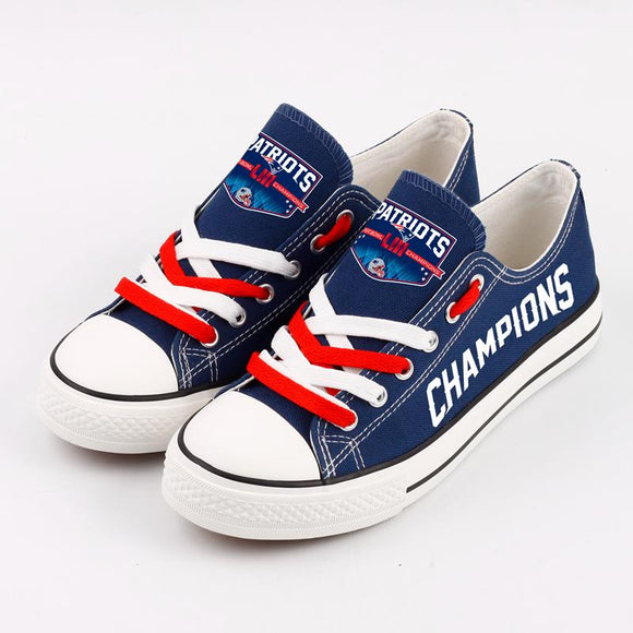 New England Patriots Canvas Shoes Sneaker Custom Printed Super Bowl LIII Champions