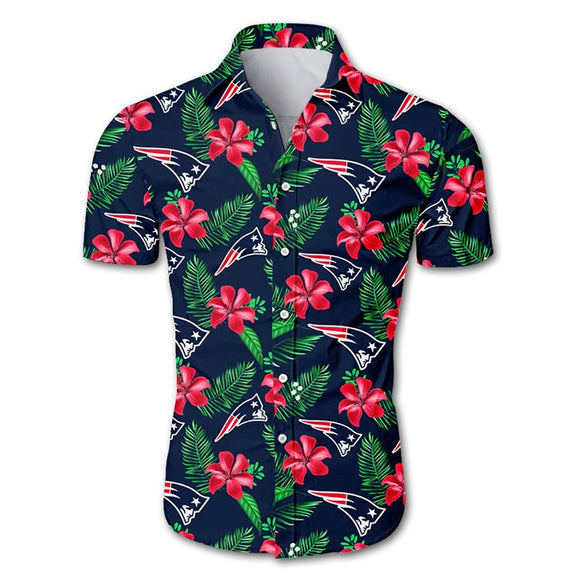New England Patriots Hawaiian Shirt Floral Button Up