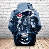 New England Patriots Hoodies 3D Halloween Horror Night Sweatshirt Pullover