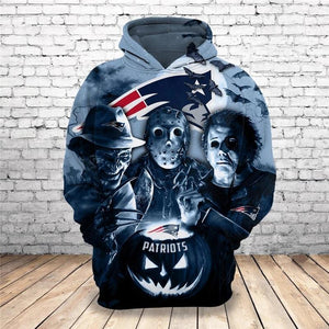 New England Patriots Hoodies 3D Halloween Horror Night Sweatshirt Pullover