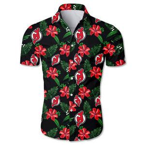 New Jersey Devils Hawaiian Shirt Floral Button Up