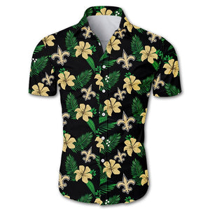 New Orleans Saints Hawaiian Shirt Floral Button Up