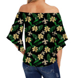 New Orleans Saints Shirt Womens Floral Printed Strapless Short Sleeve