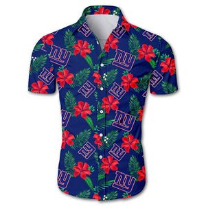 New York Giants Hawaiian Shirt Floral Button Up