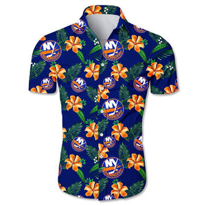 New York Islanders Hawaiian Shirt Floral Button Up
