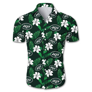 New York Jets Hawaiian Shirt Floral Button Up