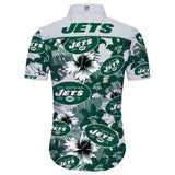 New York Jets Hawaiian Shirt Tropical Flower Short Sleeve