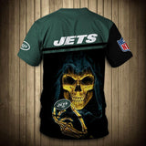 New York Jets Tee shirts 3D Hand Skull Short Sleeve