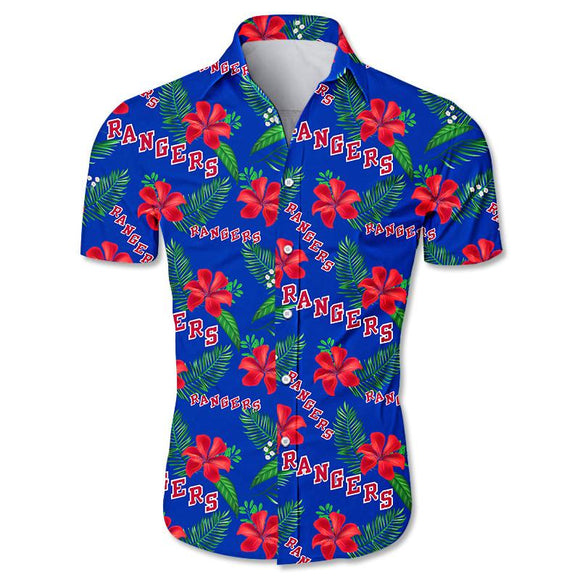 New York Rangers Hawaiian Shirt Floral Button Up