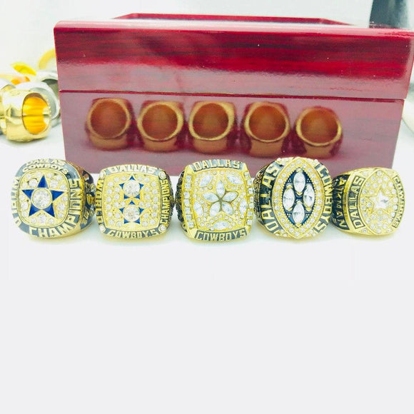 NFL Super Bowl Championship 5pcs 1971 1977 1992 1993 1995 Dallas Cowboys Rings Set