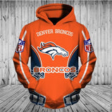 NFL Football Denver Broncos 3D Hoodie With Zipper Sweatshirt Jacket Pullover