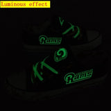 Women's Los Angeles Rams Shoes For Sale Letter Glow In The Dark Shoes Cheap Laces