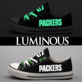 Green Bay Packers Shoes Letter Glow In The Dark Shoes Cheap Laces