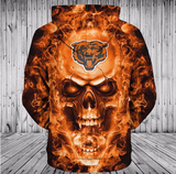 NFL Hoodies 3D Skull Chicago Bears Hoodies Cheap Zip Up, Pullover