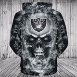 NFL Hoodies 3D Skull Oakland Raiders Hoodie Sweatshirt Zip Up Pullover