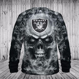 NFL Hoodies 3D Skull Oakland Raiders Hoodie Sweatshirt Zip Up Pullover