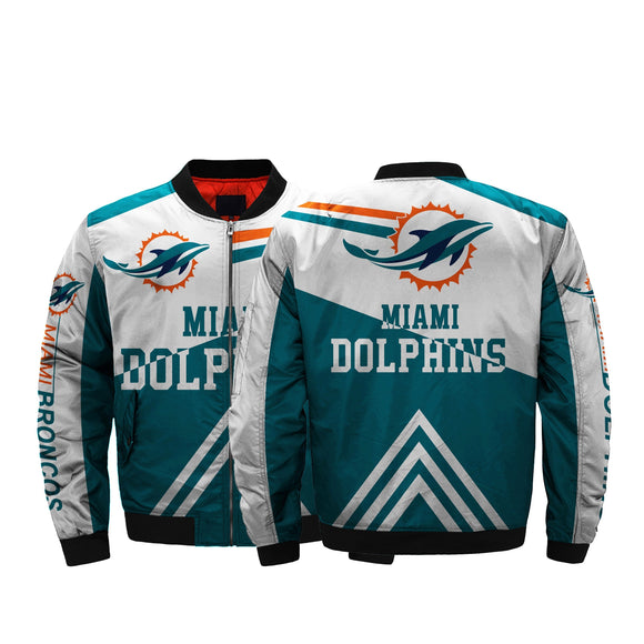NFL Jacket Men Miami Dolphins Bomber Jacket For Sale Plus Size