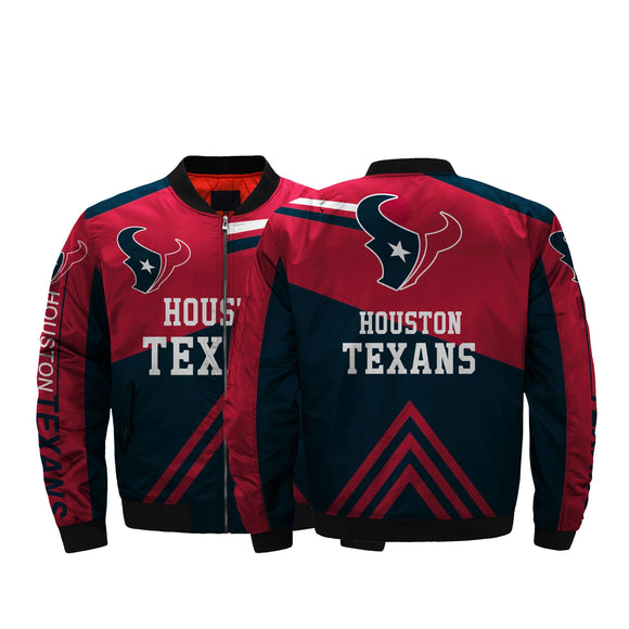 NFL Jackets Men 3D Fullprint Houston Texans Bomber Jacket For Sale