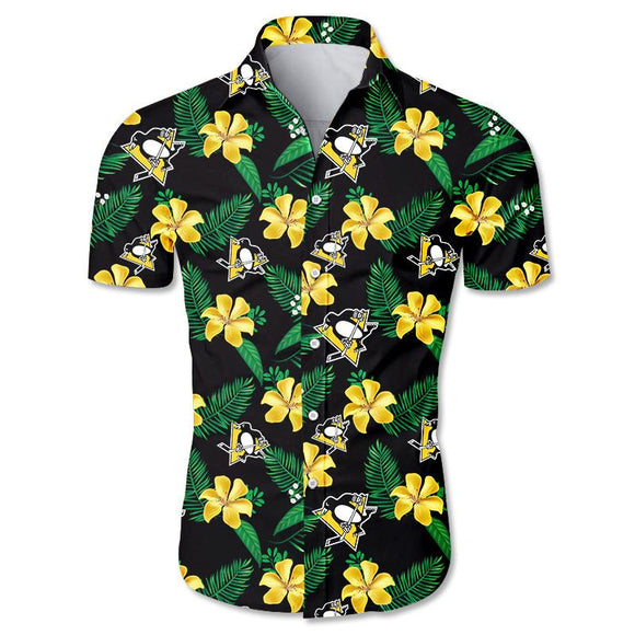 Pittsburgh Penguins Hawaiian Shirt Floral Button Up