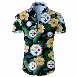 Pittsburgh Steelers Hawaiian Shirt Tropical Flower Short Sleeve