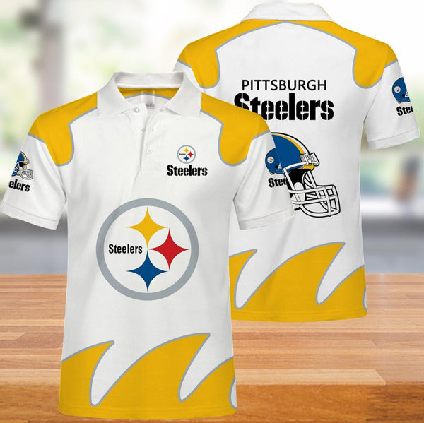 25% OFF Pittsburgh Steelers Men's Polo Shirts White