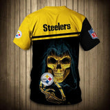 Pittsburgh Steelers Tee Shirt Skull 3D Short Sleeve