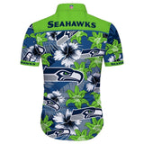 Seattle Seahawks Hawaiian Shirt Tropical Flower Short Sleeve