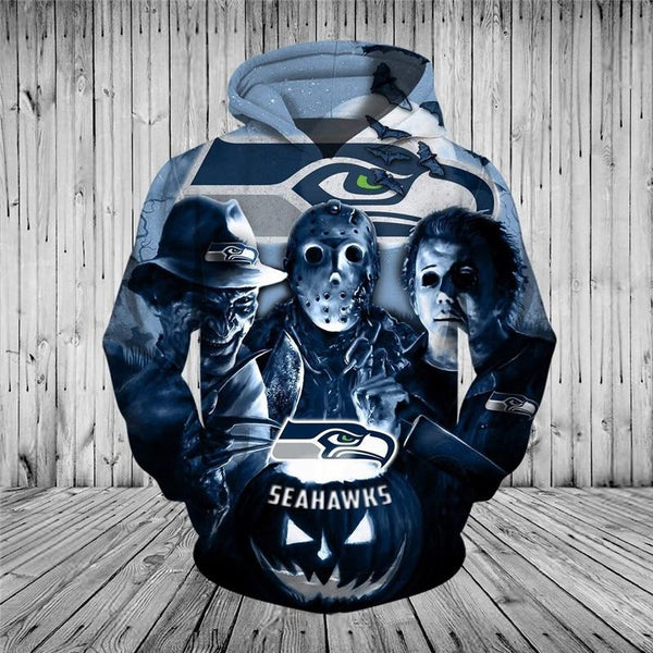 Seahawks Pullover Hoodie 3D Beautiful Skeleton Seattle Seahawks