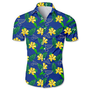 St Louis Blues Hawaiian Shirt Floral Button Up