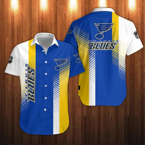 St Louis Blues Shirts Striped Button Up Short Sleeve