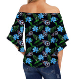 Tennessee Titans Women's Shirt Floral Printed Strapless Short Sleeve