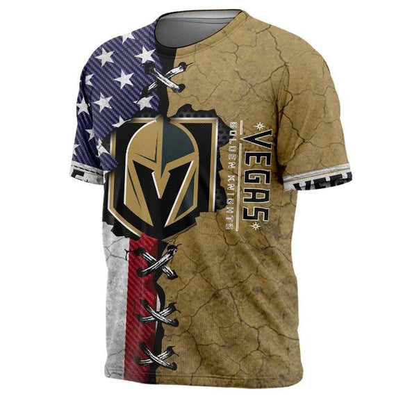 Vegas Golden Knights T Shirt Striped Metal