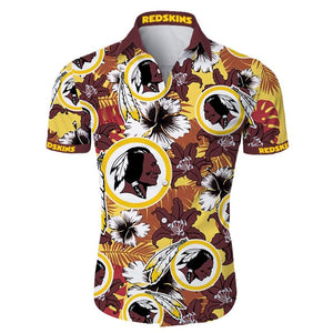 Washington Redskins Hawaiian Shirt Tropical Flower Short Sleeve