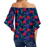 Women's New York Giants Shirt Floral Printed Strapless Short Sleeve